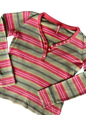 🌷 100% Cotton Henley Button Long Sleeve Tee Cottagecore Girls Sz 10